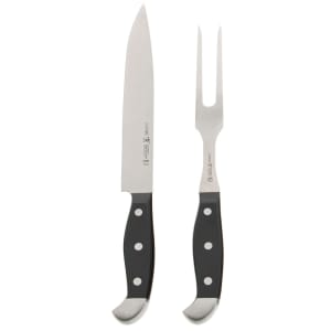 645-13551002 Carving Knife & Fork Set - Stainless Steel, Black Plastic Handle