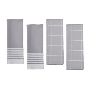 901-13300504 4 Piece Kitchen Towel Set - 21" x 28 1/2", Cotton, Gray