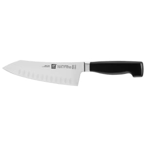 901-31098183 7" Rocking Santoku Knife w/ Black Plastic Handle, High Carbon Stainless Steel