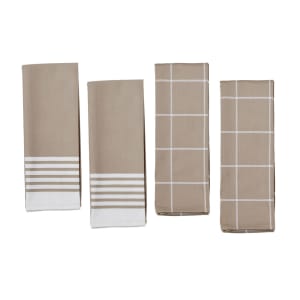 901-13300505 4 Piece Kitchen Towel Set - 21" x 28 1/2", Cotton, Taupe