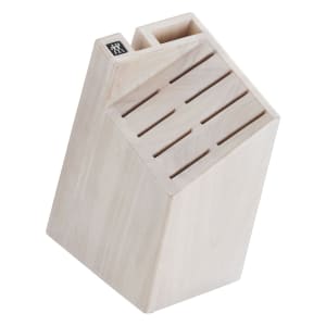 Restaurantware Sensei 4.3 x 8.8 inch Round Knife Block, 1 Round Slotted Knife Holder - Soft Touch, Holds 9 Knives, White Plastic Universal Knife