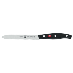 901-30720133 5" Serrated Utility Knife w/ Black Plastic Handle, High Carbon Stainless Steel