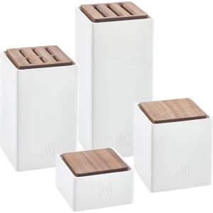 901-35101499 4 Piece Storage Box Set w/ Sapele Wood Lids - Ceramic, White