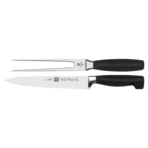 901-35037000 Carving Knife & Fork Set - High Carbon Stainless Steel, Black Plastic Handle