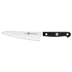 901-36121143 5 1/2" Serrated Prep Knife w/ Black Plastic Handle, High Carbon Stainless Steel
