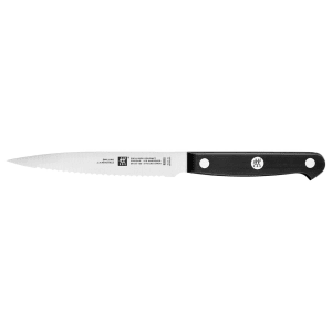 901-36125123 4 1/2" Serrated Paring Knife w/ Black Plastic Handle, High Carbon Stainless Steel