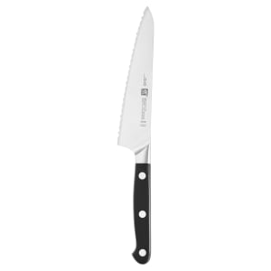 901-38425143 5 1/2" Serrated Prep Knife w/ Black Plastic Handle, High Carbon Stainless Steel