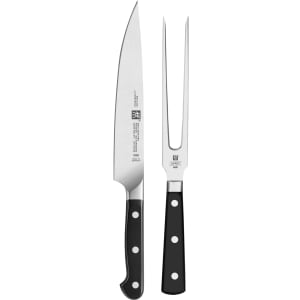 901-38430003 Carving Knife & Fork Set - High Carbon Stainless Steel, Black Plastic Handle