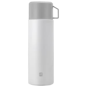 901-39500513 34 oz Thermo Beverage Bottle w/ Cup Lid, White/Gray