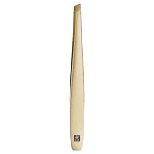 901-782801010 Slanted Tweezers, Stainless Steel w/ Gold PVD Coating