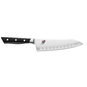 902-34018183 7" Rocking Santoku Knife w/ Black Plastic Handle, Carbide Stainless Steel