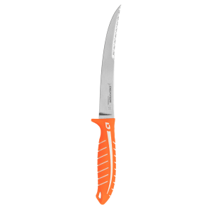 135-24912 8" Dual Edge Flexible Fillet Knife w/ Orange Silicone Handle, High Carbon Steel