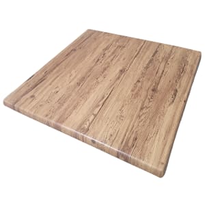 336-ATSATO2828201 27 1/2" Square Laminate Table Top - Indoor/Outdoor, Aged Pine