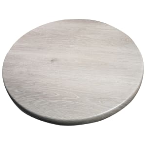 336-ATSATO48212 47 1/5" Round Laminate Table Top - Indoor/Outdoor, Gray Oak
