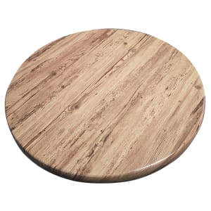 336-ATSATO36201 35 1/2" Round Laminate Table Top - Indoor/Outdoor, Aged Pine