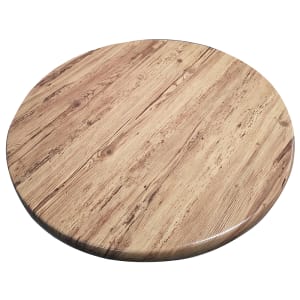 336-ATSATO28201 27 1/2" Round Laminate Table Top - Indoor/Outdoor, Aged Pine