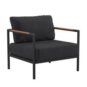 916-GM2010271SCHGG Outdoor Patio Armchair - Black Cushions w/ Black Steel Frame
