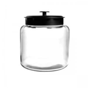075-96712AHG17 96 oz Mini Montana Glass Jar w/ Black Metal Lid