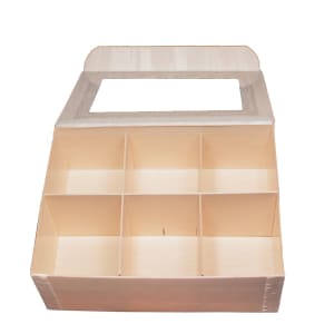 524-WBBB8X1 Collapsible Bento Box w/ Attached Window Lid - 8" x 11" x 3", Balsa Wood/Rice Paper