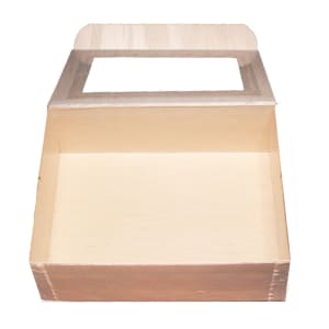 524-WBCB6X8 Collapsible To Go Box w/ Attached Window Lid - 6" x 8" x 3", Balsa Woo...