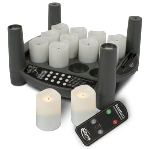 637-60318 LED Flameless Votive Candle Set w/ Charging Tray, Warm White Flame