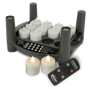 637-60314 LED Flameless Tealight Candle Set w/ Charging Tray, Warm White Flame