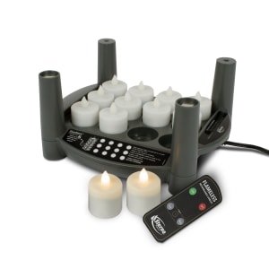 637-60306 LED Flameless Tealight Candle Set w/ Charging Tray, Warm White Flame