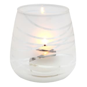 637-80534 Fiano Candle Lamp - 4"H, Glass, Frosted w/ Clear Line Design