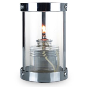 637-80568 Penny Candle Lamp - 3 3/8"D x 5 1/2"H, Clear Glass/Silver Metal Frame
