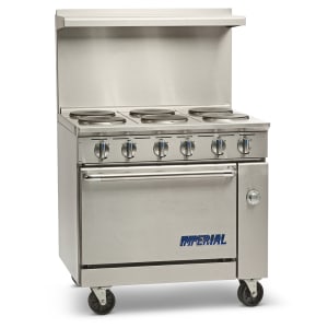 Imperial Range Pro Series IR-6-G24T-E2083 60 Electric Range with 6 Round  Plates, 24 Griddle, and 2 Standard Ovens - 208V, 3 Phase