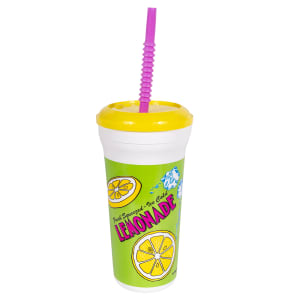 231-5306 32 oz Lemonade Original Disposable Cups w/ Lids & Straws, 200/Case
