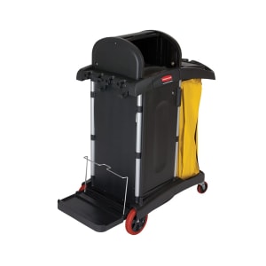007-FG9T7500BLA Janitor Cart w/ Dome Top, Black/Yellow