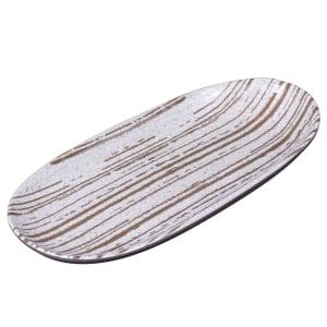 701-B396110SDW Oval Plastic Dinner Plate - 11" x 5 1/4", Stardust White
