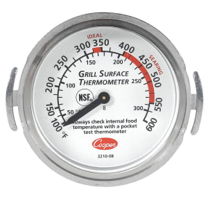 255-3210081E Surface Grill Thermometer, Dial Type, Turner Grips, 100 to 600 F