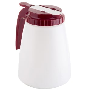 229-748R 48 oz All Purpose Cylindrical Dripcut Server - White Polyethylene, Red ABS Top