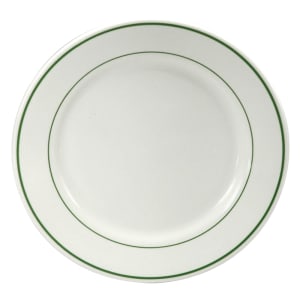 324-F1500001111 5 1/2" Round Niagara Plate - China, Cream White w/ Green Lines