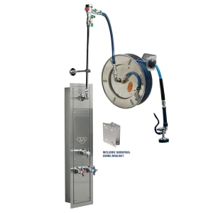 064-B7132U01WS7TC Recess-Mount Hose Reel Cabinet w/ Top Inlets & 35' Open Stainless Steel Hose, Cerama Cartridges