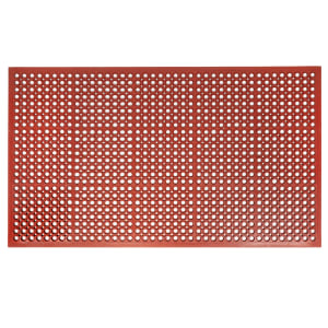 080-RBM35R Grease Proof Floor Mat w/ Beveled Edges, Rubber, 3' x 5' x  1/2", Red