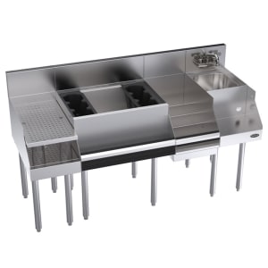 381-KR18W60C10 60" Royal 1800 Series Cocktail Station w/ 74 lb Ice Bin, Stainless Steel