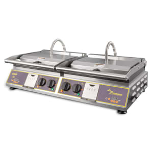 569-DIABLOPREMIUMGG Double Commercial Panini Press w/ Cast Iron Grooved Plates, 208-240v/1ph