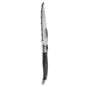 706-5392S057 9" Laguiole Black Serrated Steak Knife w/ Curved Plastic Handle, Stainless
