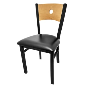 256-SL2150B Dining Chair w/ Bullseye Back & Black Vinyl Seat - Steel Frame, Black