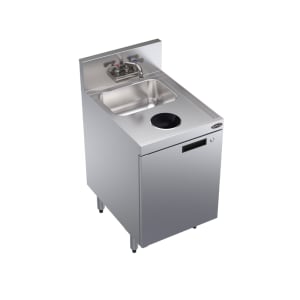 381-KR18SD18C Under Bar Storage Unit w/ Sink - Hinged Door Base, Waste Chute, 18" x 24"