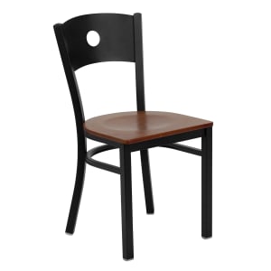 916-XDG60119CIRCHYW Restaurant Chair w/ Circle Cutout Back & Cherry Wood Seat - Steel Frame,...