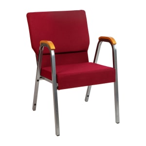 916-XUDG60156BURGG Stacking Church Chair w/ Burgundy Fabric Back & Seat - Steel Frame, Silver Vein