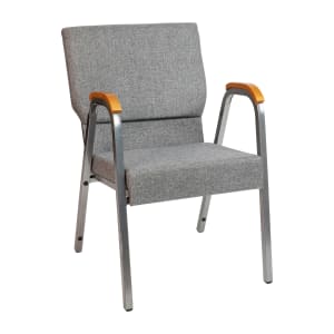 916-XUDG60156GYGG Stacking Church Chair w/ Gray Fabric Back & Seat - Steel Frame, Silver Vein