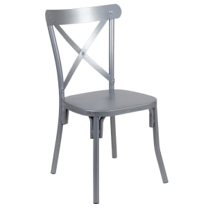 916-XUDG60699SDGG Dining Chair w/ Cross Back - Steel, Silver