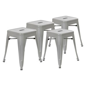 916-ETBT350318SIL Stacking Backless Dining Stool - Iron, Silver