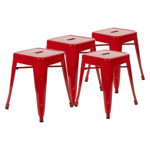 916-ETBT350318RED Stacking Backless Dining Stool - Iron, Red