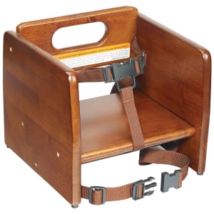 080-CHB704 Single Height Booster Seat w/ Waist & Chair Strap - Wood, Walnut